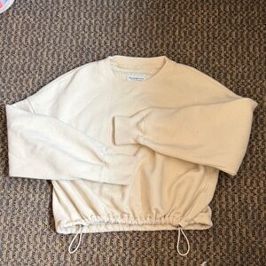 🍂 Abercrombie & Fitch Cream Fleece Cinch Hem Sweatshirt Size S